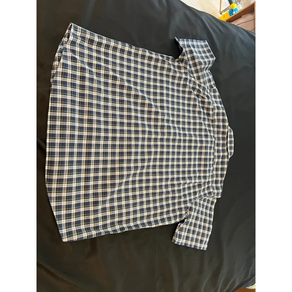 LL Bean Mens XXL Traditional Fit Plaid Short Sleeve Button Down Shirt 502253
